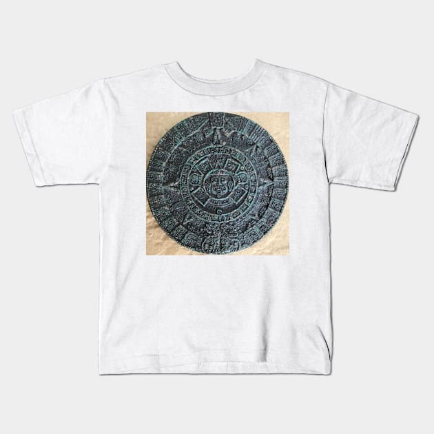 Mayan Calendar / Aztec Sun Stone from Mexico and Central America Kids T-Shirt by djrunnels